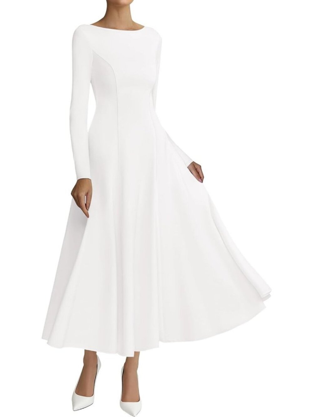 Elegant Long Sleeve A-Line Maxi Dress for Wedding Guests & Special Occasions